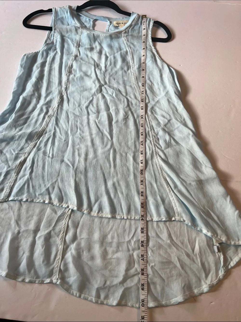 Anthropologie Cloth & Stone Top Women’s S Light Blue Sleeveless High Low Tissue - Picture 8 of 10